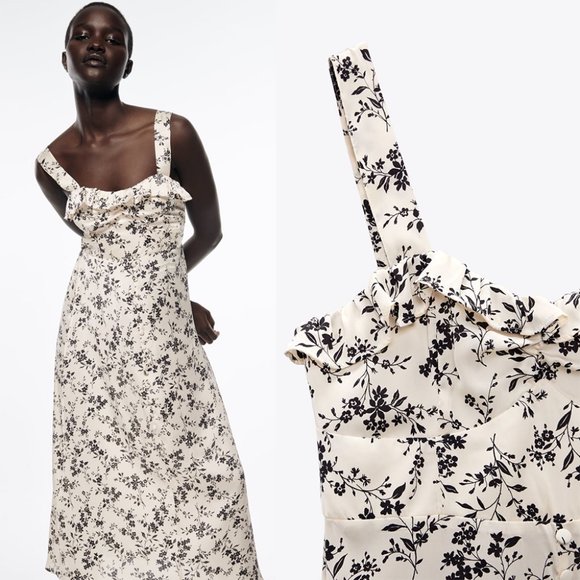 ZARA floral print slip 2492 dress size XS - Picture 2 of 3